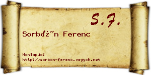 Sorbán Ferenc névjegykártya