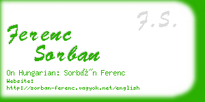 ferenc sorban business card